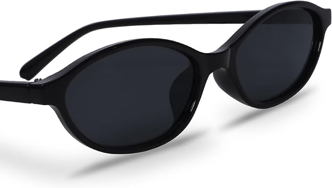 GUVIVI Retro Oval Sunglasses for Women Chic Cat Eye 90s Sunnies Lightweight Narrow Shades Trendy UV protection Sun Glasses