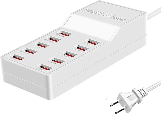 MaxLax USB Charger Station,10-Port 50W/10A Multiple USB Charging Station with Smart IC Technology,Multi Ports Charger Charging for Smartphones，Tablets，and Other Devices.