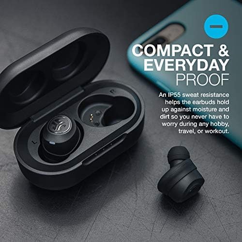 JLab JBuds Air True Wireless Signature Bluetooth Earbuds + Charging Case, Black, IP55 Sweat Resistance, Bluetooth 5.0 Connection, 3 EQ Sound Settings Signature, Balanced, Bass Boost