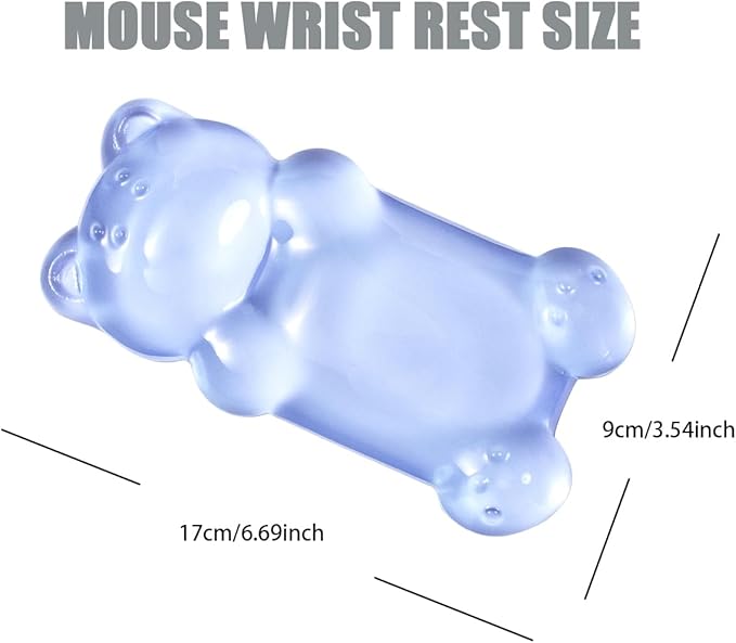 Blue Gel Mouse Wrist Rest –Cute Bear Wrist Rest, Ergonomic Mouse Support,Comfort & Support for Typing and Gaming