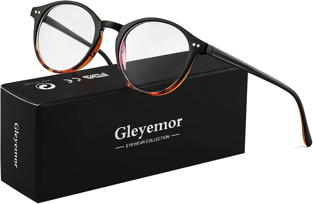 Gleyemor Blue Light Glasses for Men Women, Vintage Round Frame Computer Eyeglasses