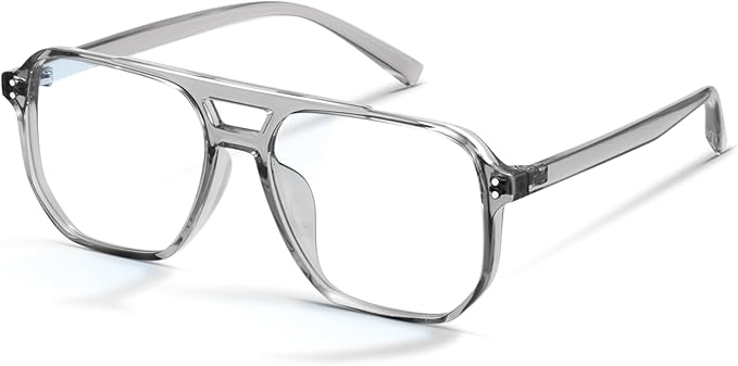 livho Retro Aviator Blue Light Blocking Glasses for Women Men with Soft Case, Trendy Rectangle Computer Eyeglasses
