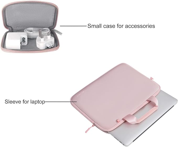 MOSISO Laptop Case 13 inch, Laptop Sleeve Bag Compatible with MacBook Air M5 M4 M3 M2 M1 2026-2018 / Neo 13 / Pro M2 M1, Neoprene Carrying Computer Bag with Handle&Detachable Small Case, Pink