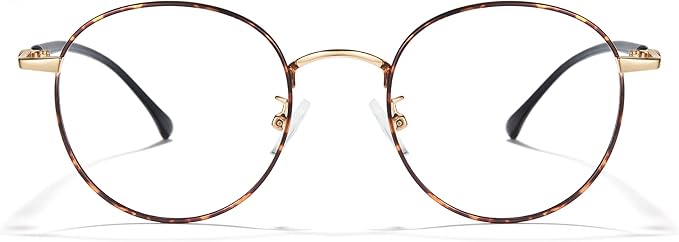 Cyxus Blue Light Glasses for Men and Women, Round Metal Frame Computer Eyeglasses for Office, Gaming, Reading 8090