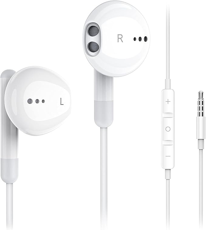 Kimwood Wired Earbuds with Microphone, Wired Earphones in Ear Headphones HiFi Stereo, Powerful Bass and Crystal Clear Audio, Compatible with iPhone, iPad, Android, Computer Most with 3.5mm Jack