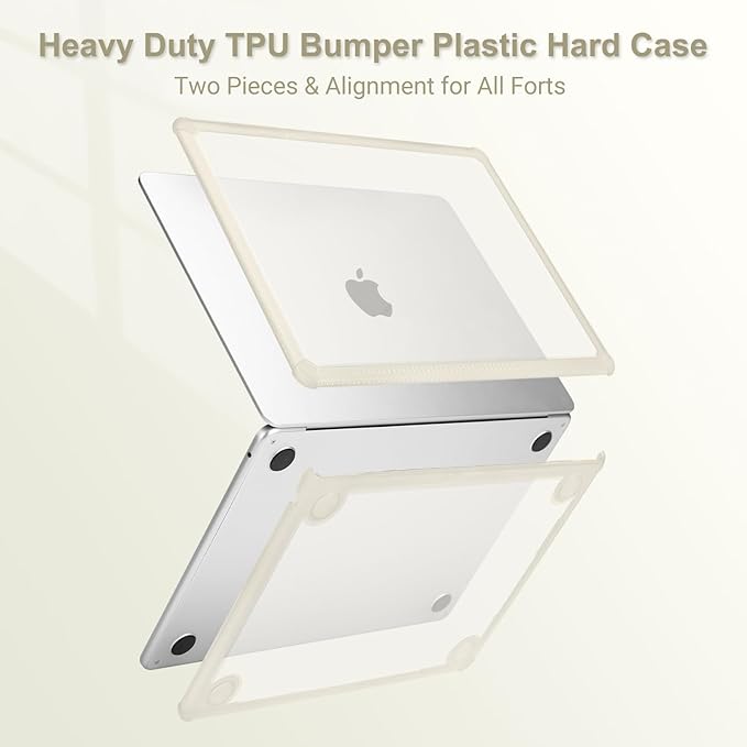 MOSISO Compatible with MacBook Air 13 inch Case M5 2026 M4 2025 M3 M2 2024-2022 A3449 A3240 A3113 A2681,3 in 1 Kit Crack-Resistant Heavy Duty Protective Plastic Hard Case with TPU Bumper, Beige