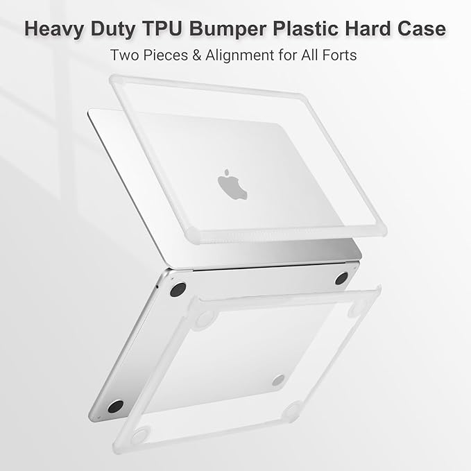 MOSISO Compatible with MacBook Air 13 inch Case M5 2026 M4 2025 M3 M2 2024-2022 A3449 A3240 A3113 A2681,3 in 1 Kit Crack-Resistant Heavy Duty Protective Plastic Hard Case with TPU Bumper,Crystal Clear