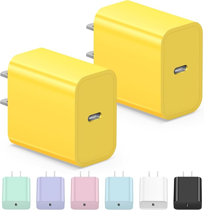Samsung USB C Charger Block - Type C 3-Pack for iPhone 16/15/14/13/12 Pro Max & Samsung (Yellow)