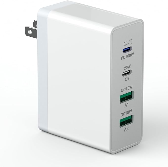 sccvee USB C Charger 140W GaN, 100W Laptop Power Adapter Fast Charger Block, 4-Port Charging Station USB C Power Adapte Compatible with MacBook Pro/Air/iPad Pro/iPhone 15/16/Galaxy S23/S24/Dell