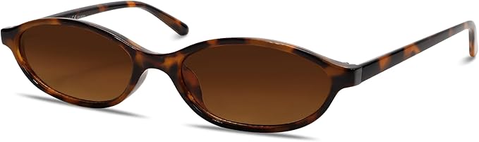GUVIVI Retro Oval Sunglasses for Women Chic Cat Eye 90s Sunnies Lightweight Narrow Shades Trendy UV protection Sun Glasses