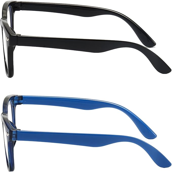 FANNYGO 2 Pack kids Blue Light Blocking Glasses For Girls And Boys Computer Blue Light Blocking Glasses For Age 3-11 (Black + Dark blue)