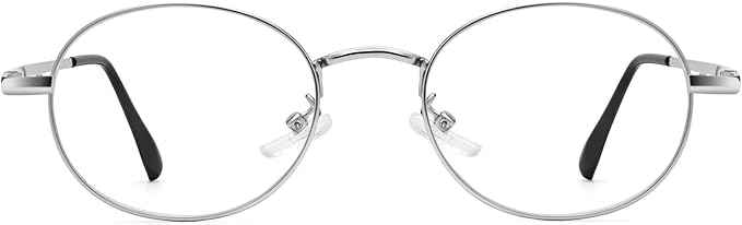 Dollger Oval Blue Light Glasses for Women Retro Anti Bluelight Blocker Glasses Men for Computer Small Metal Frame Eyeglasses