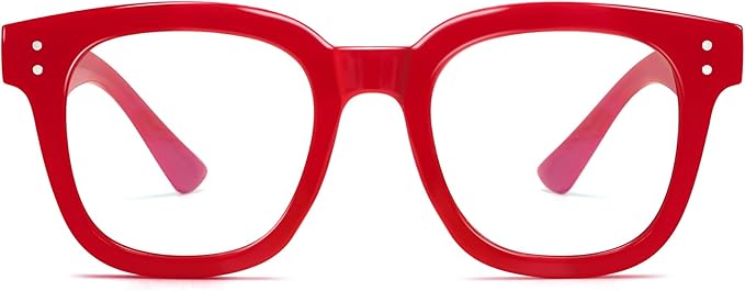 Madison Avenue Blue Light Blocking Glasses Oversized Fashion Blue Light Glasses for Women Anti Eyestrain & UV Protection Computer Eyeglasses (Red)