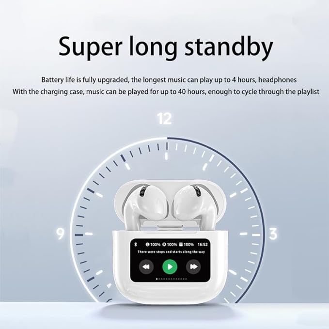 Touch-Screen Bluetooth 5.4 Wireless Earbuds HiFi Stereo Sound Ergonomic Design IPX7 Waterproof 4-40 Hour Long Playtime Multi-Function Headphones Compatible with Android/iOS