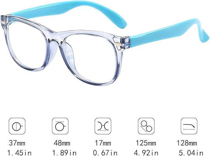 FANNYGO 1 Pack kids Blue Light Blocking Glasses For Girls And Boys Computer Blue Light Blocking Glasses For Age 3-11 (Light blue)