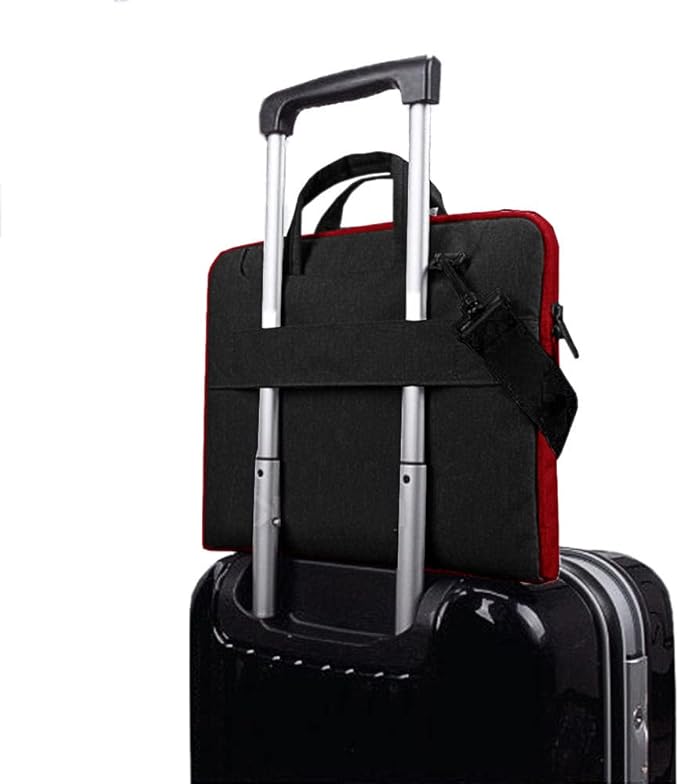 Hseok 17.3 Inch Laptop Shoulder Bag, Water-Resistant & Shockproof Protective Computer Case Compatible with 17.3 inch Dell Asus HP Lenovo Acer MSI Notebooks,Black & Red