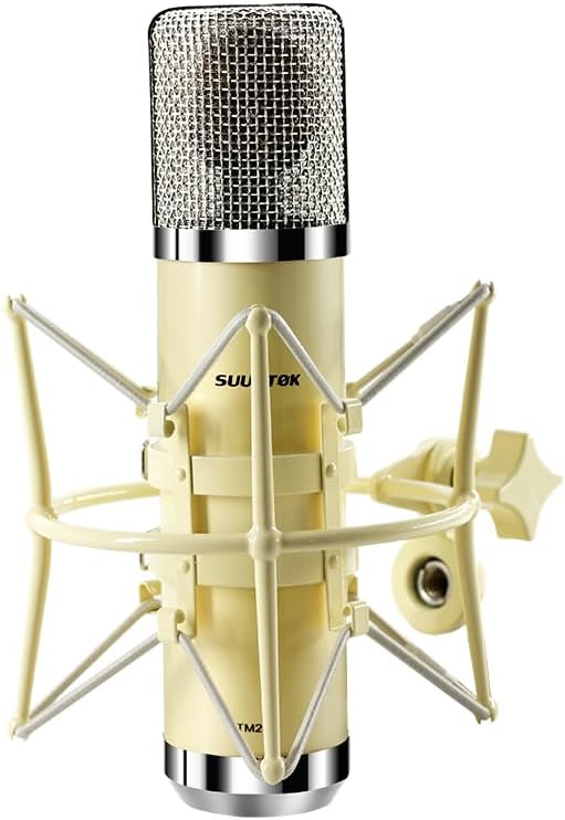 FET Condenser Microphone Professional XLR Studio Microphone with 34mm Large Diaphragm, Cardioid Recording Mic Computer Gaming PC TM251S Mic Kit for Singing, Podcasting, YouTube (Yellow)