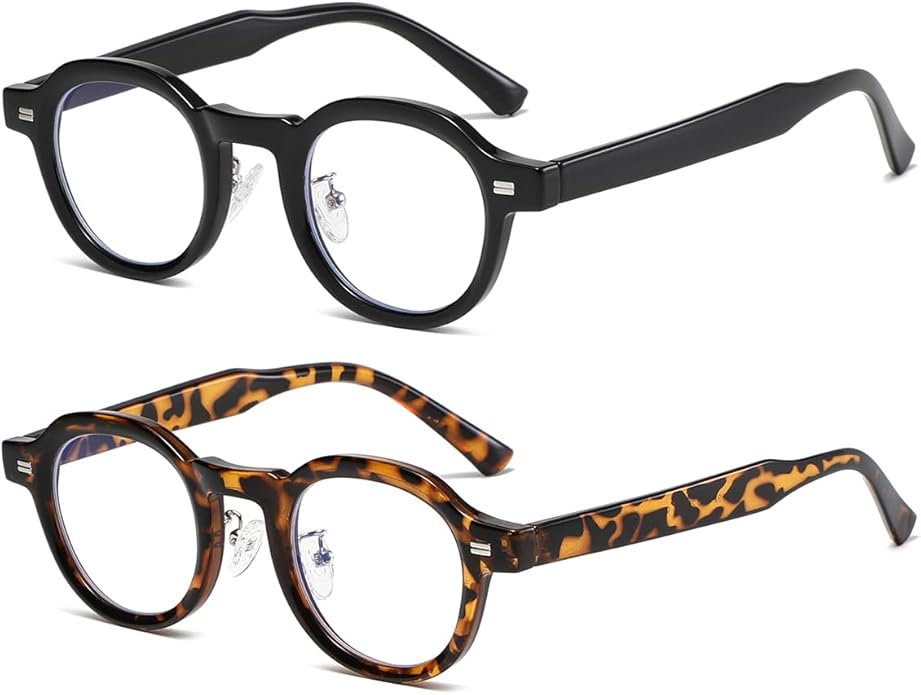 JOVAKIT Trendy Round Blue Light Blocking Glasses for Women Men Retro Vintage Circle Style Non-prescription Computer Glasses