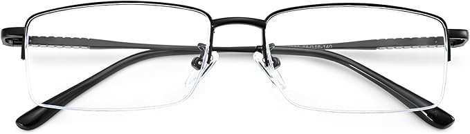 Dollger Rectangle Blue Light Glasses for Men Metal Anti Bluelight Blocking Glasses for Computer Fashion Eyeglasses Small Half