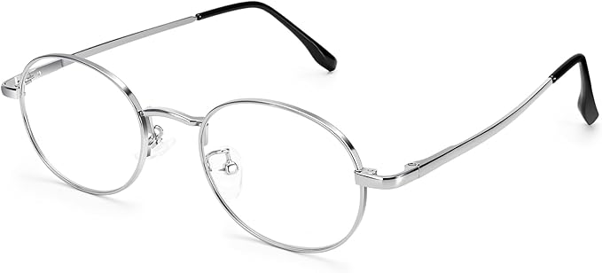 Dollger Oval Blue Light Glasses for Women Retro Anti Bluelight Blocker Glasses Men for Computer Small Metal Frame Eyeglasses