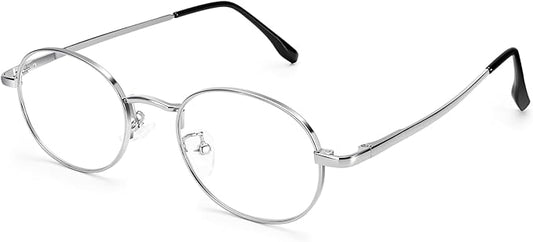 Dollger Oval Blue Light Glasses for Women Retro Anti Bluelight Blocker Glasses Men for Computer Small Metal Frame Eyeglasses