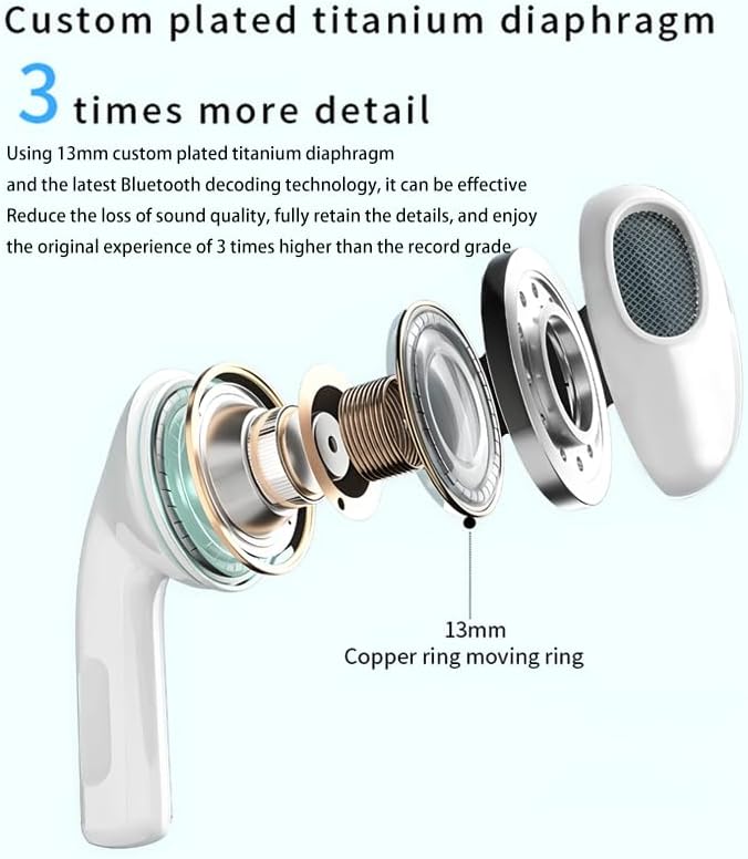 Touch-Screen Bluetooth 5.4 Wireless Earbuds HiFi Stereo Sound Ergonomic Design IPX7 Waterproof 4-40 Hour Long Playtime Multi-Function Headphones Compatible with Android/iOS
