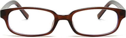 HJSTES Retro Clear Rectangle Glasses for Women Men Fake Blue Light Blocking Lens Narrow Frame Non Prescription Eyeglasses