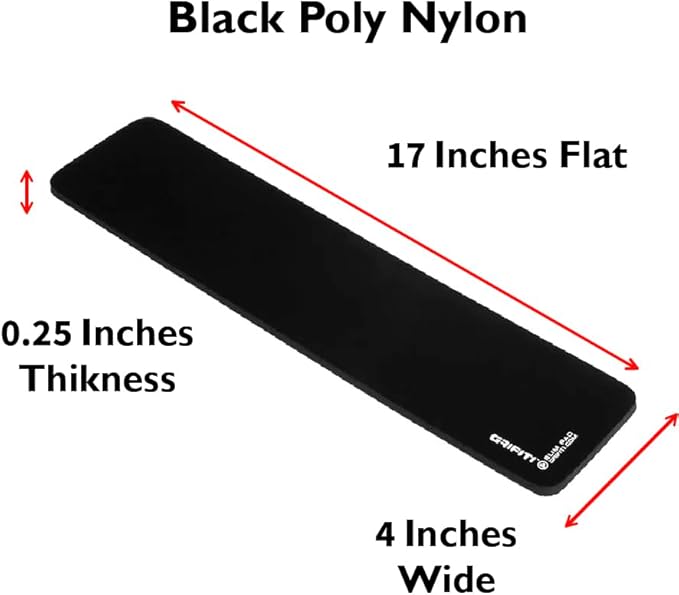GRIFITI Slim Wrist Pad 17" x 4" x 0.25" Wrists Rest Pads for Standard Computer Keyboards - Ergonomic Keyboard Support Accessories & Carpal Tunnel Resting Hand Rests (Black Poly Nylon Surface)