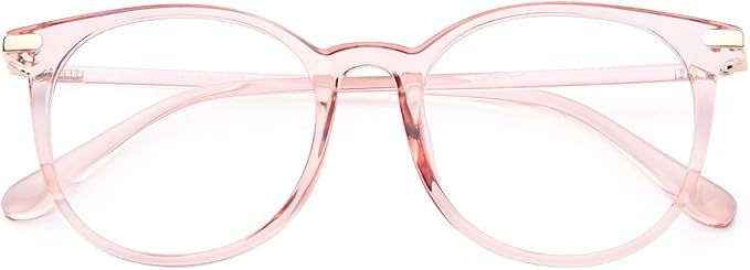 Gaoye Blue Light Blocking Glasses, Retro Round Eyewear Frame Anti Eyestrain Computer Glasses for Women Men - GY1688 (Pink Frame/Transparent Lens)