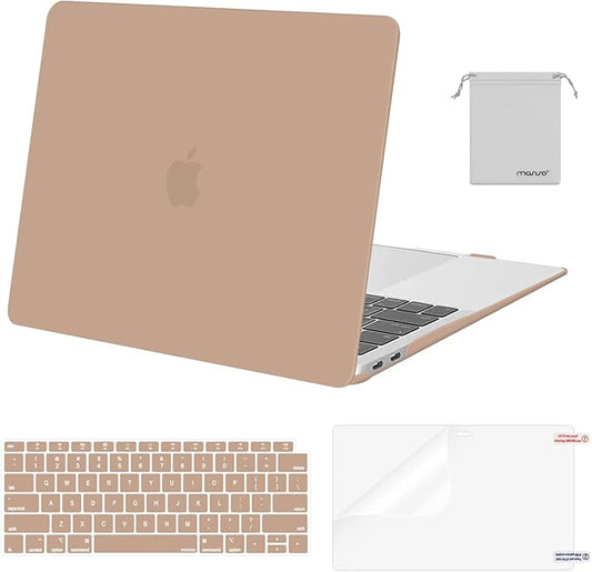 MOSISO Compatible with MacBook Air 13 inch Case M1 Chip 2021-2018 Release A2337 A2179 A1932, Plastic Hard Shell&Keyboard Cover&Screen Film&Storage Bag for MacBook Air 13.3 inch Case, Bronze Brown