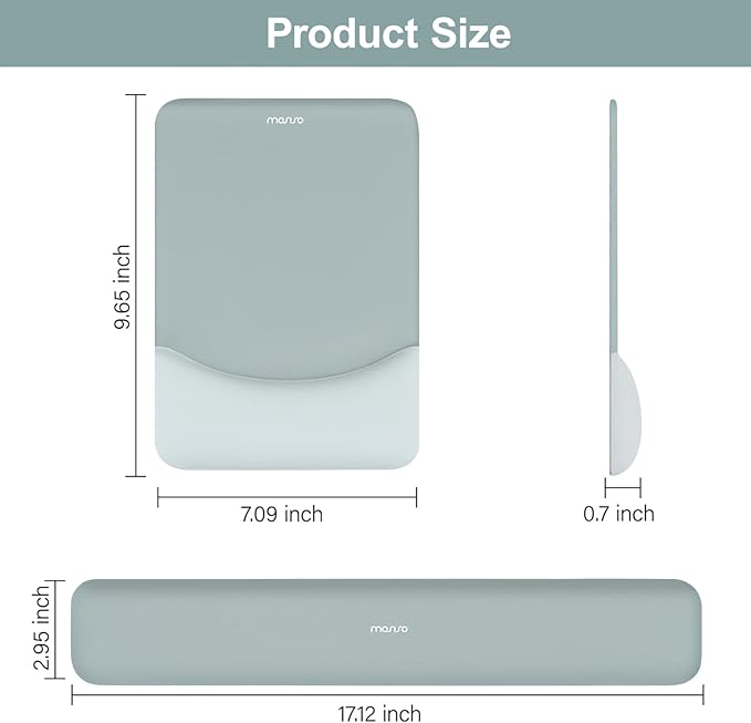 MOSISO Wrist Rest Support for Mouse Pad&Keyboard Set, Rectangular Ergonomic Mousepad Non-Slip Base Home/Office Pain Relief&Easy Typing Pad with Neoprene Cloth&Raised Silicone Lining, Powder Blue