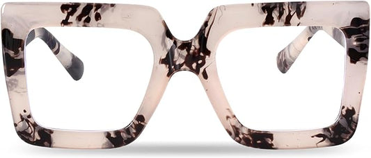 hoyuwak Oversized Square Blue Light Glasses Big Frame Computer Eyewear Thick Fashion Clear Glasses for Women Fashion