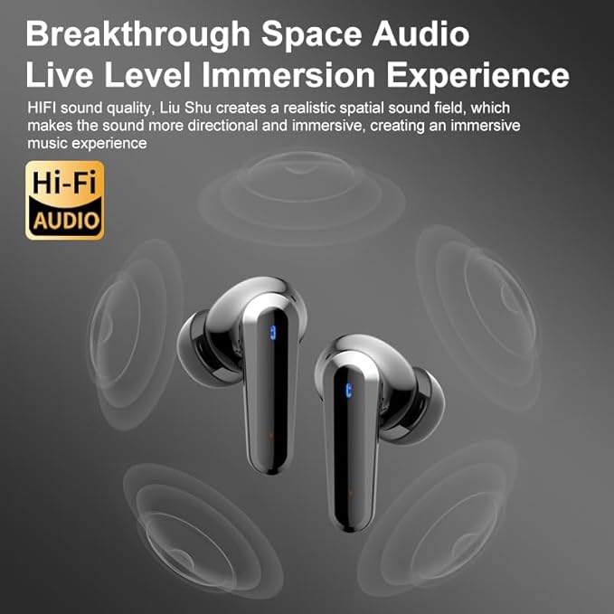 Q30 Bluetooth earphones, equipped with an intelligent color touch screen, supporting ANC and ENC active noise reduction functions, wireless audio earbuds for better sound quality and comfort (silver)