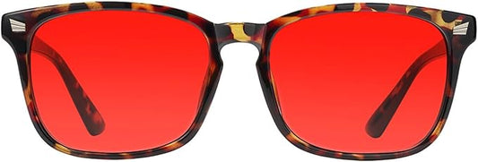 TIJN Sleep Glasses with Blue Green Light Blocking, Red Light Lens for Computer Gaming, Screen Fatigue & UV Protection