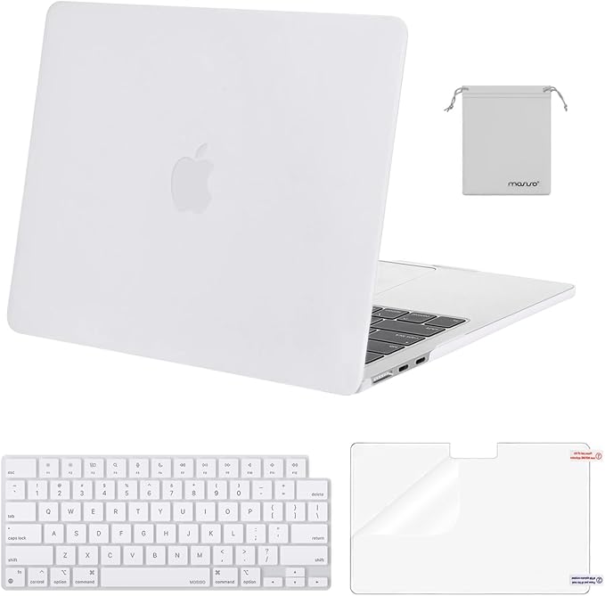 MOSISO Compatible with MacBook Air 13 inch Case M5 2026 M4 2025 M3 M2 2024-2022 A3449 A3240 A3113 A2681,Hard Shell&Keyboard Cover&Screen Film&Pouch for MacBook Air 13.6 inch Case, White