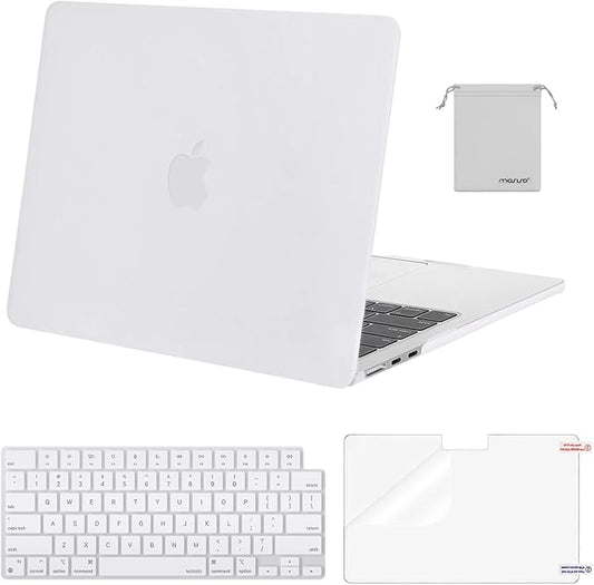 MOSISO Compatible with MacBook Air 13 inch Case M5 2026 M4 2025 M3 M2 2024-2022 A3449 A3240 A3113 A2681,Hard Shell&Keyboard Cover&Screen Film&Pouch for MacBook Air 13.6 inch Case, White