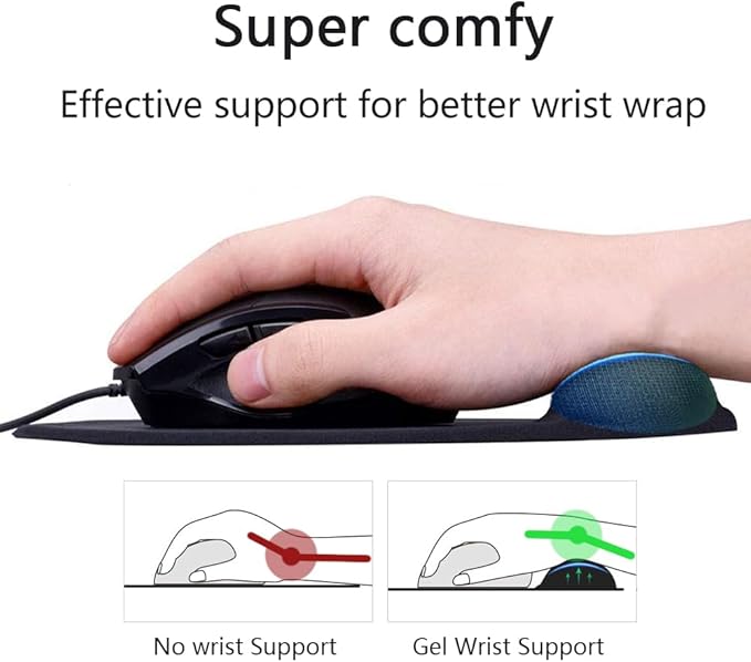 Ergonomic Mouse Pad with Wrist Rest, Gel Wrist Support Mousepad, Pain Relief Laptop Computer Mouse Pad, Non-Slip Mouse Pads for Office & Home (Blue)