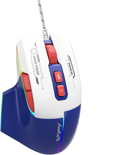 Wired Gaming Mouse, Gaming Mouse with RGB Backlit, 7200DPI Adjustable, PC Gaming Mice with 7 rogrammable Macro Buttonsg, Ergonomic Mouse Gamer for PC, Desktop, Mac???Laptop, Chromebook. (Blue)