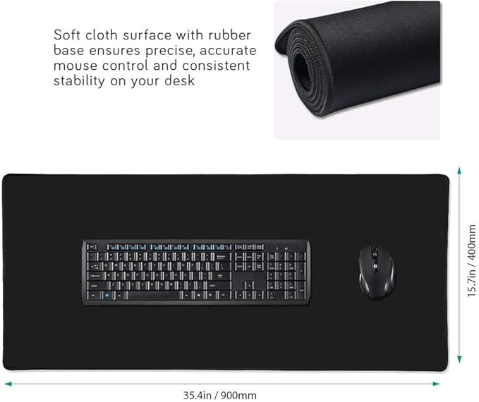 Extra Large Gaming Mouse Pads/Extended Protective Office Desk Mouse Mat Non-Slip Professional Precision Tracking Surface (35.4" x 15.7") for PC Computer Laptop (90x40Black001)