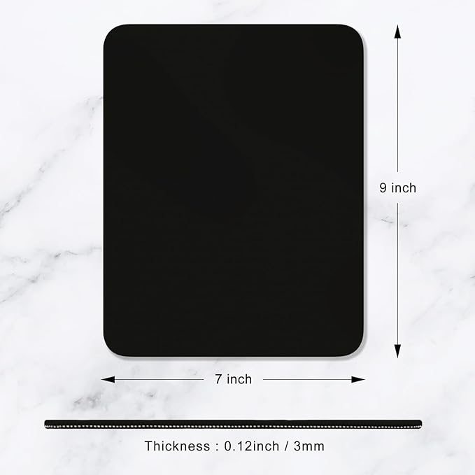 Hsurbtra Mouse Pad, Premium-Textured Square Mousepad 7 x 9 Inch, Thick 3 mm Anti-Slip Waterproof Rubber Pretty Cute Computer Mat for Office Gaming Laptop Women Kids Jet Black