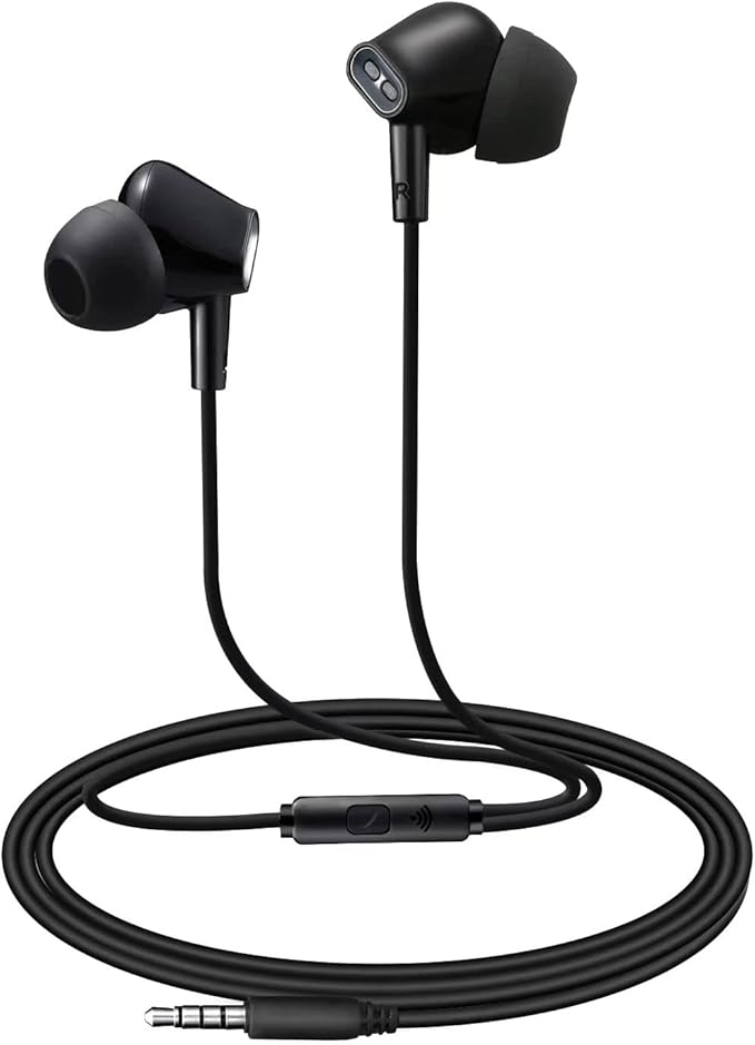 Wired Earbuds Headphones for School with Microphone Noise Isolating Stereo Bass in-Ear Earphones – for Smartphones, Tablets, Schools, Ipads, Multiuse - 3.5mm Plug in Audio Jack - Black