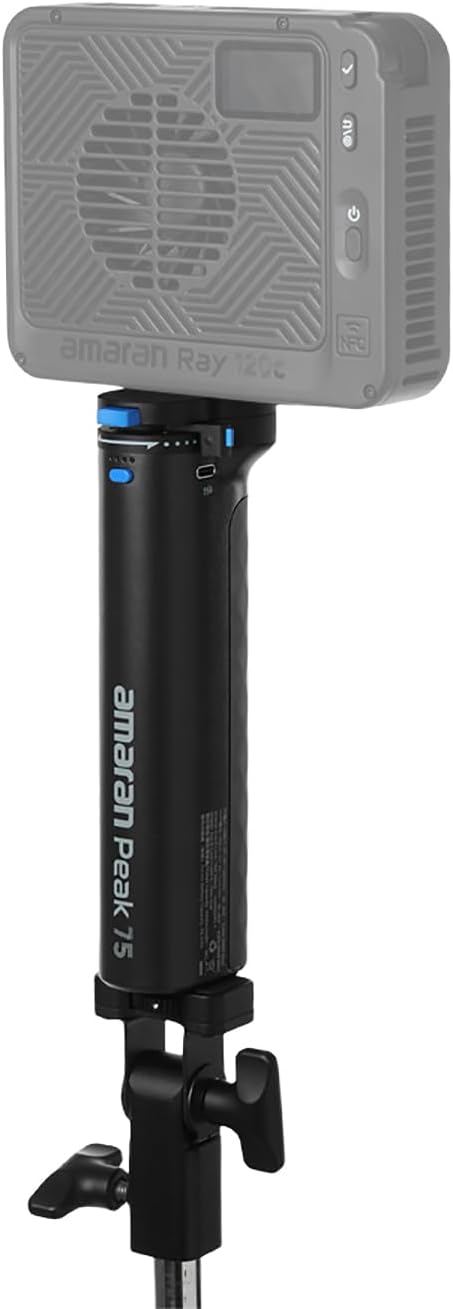 Amaran Peak 75 All-in-one Portable Battery Grip with Native Ace E-Lock,66.6Wh 4,500mAh Battery Capacity IP54 Powers Ray 60c & Pano 60c at Full Power Without Cables (Peak 75)