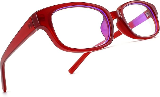 HJSTES Retro Clear Rectangle Glasses for Women Men Fake Blue Light Blocking Lens Narrow Frame Non Prescription Eyeglasses