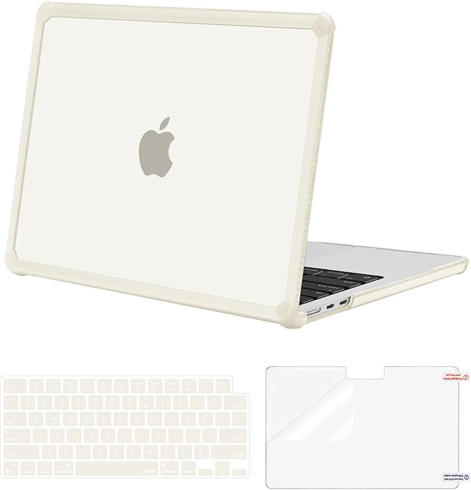 MOSISO Compatible with MacBook Air 13 inch Case M5 2026 M4 2025 M3 M2 2024-2022 A3449 A3240 A3113 A2681,3 in 1 Kit Crack-Resistant Heavy Duty Protective Plastic Hard Case with TPU Bumper, Beige