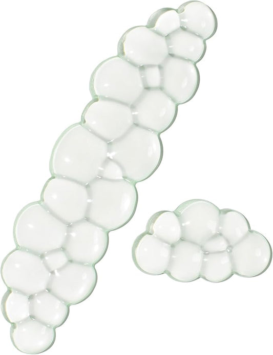Clear Gel Wrist Rest for Keyboard and Mouse, Green Cloud Wrist Rest Set, Cute Ergonomic Silicone Wrist Rest for Computer Keyboard 60%/68%/75%