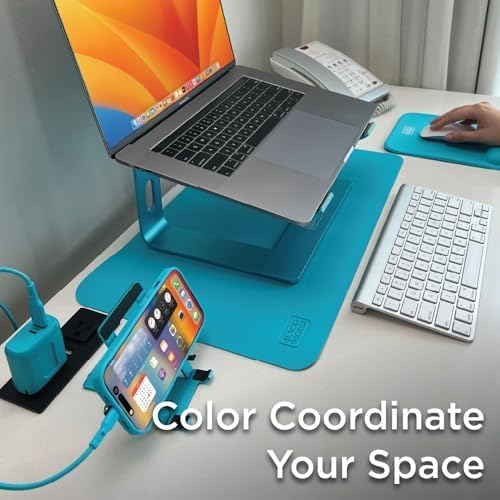 BLACK+DECKER Small Desk Mat, Keyboard Mats for Office, Office Desk Accessories, Protector Mat, Compact for Carry-On Bags, Ideal for Laptop, Computer, Mouse, Keyboard, Travel & Work (12"x 20") - Blue