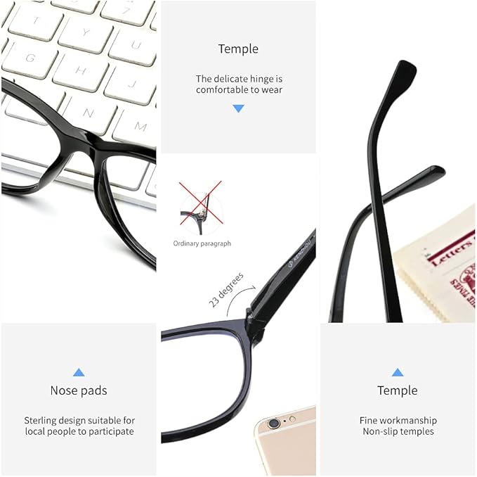 K KENZHOU Blue Light Glasses for Woman Men Bluelight Blocking Glasses for Computer Gaming Phones,Anti Eye Strain & UV Glare