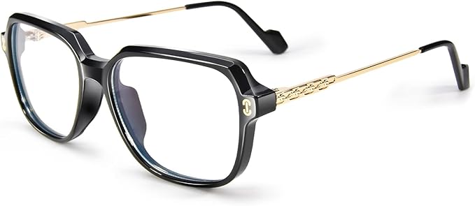VISOONE Oversized Blue Light Blocking Glasses with Chic Square TR90 Frame and Metal Temple for Women Men REMY