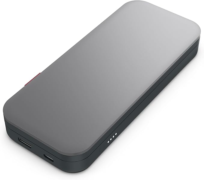 Lenovo Go USB-C Laptop Power Bank 20,000 mAh, 2xUSB-C, 1xUSB-A, <3h Recharging Time, Storm Grey
