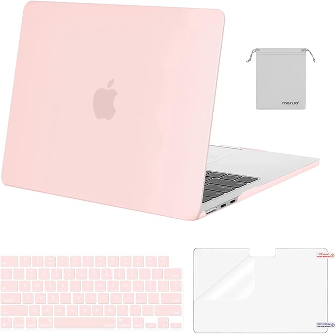 MOSISO Compatible with MacBook Air 13 inch Case M5 2026 M4 2025 M3 M2 2024-2022 A3449 A3240 A3113 A2681,Hard Shell&Keyboard Cover&Screen Film&Pouch for MacBook Air 13.6 inch Case, Chalk Pink